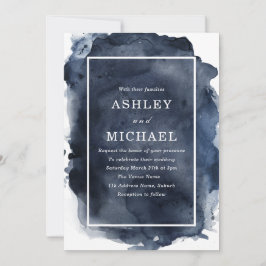 Convites Casamento de Borda Branca de Abertura de marinho W