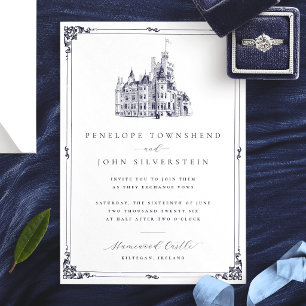 Convites Casamento de Borda da Ilustração do Castelo de Vin