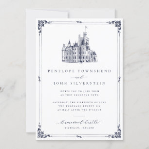 Convites Casamento de Borda da Ilustração do Castelo de Vin