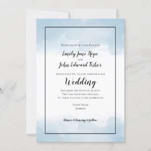 Convites Casamento de Borda da Linha Pastel Azul Claro
