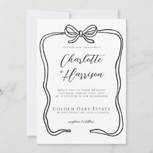 Convites Casamento de Borda de Fita com Script Whimsical