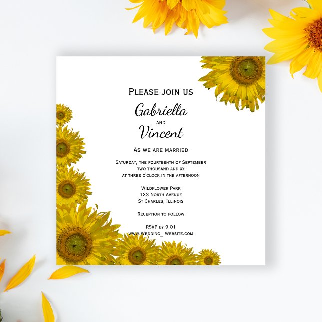 Convites Casamento de Borda de Girassol (Criador carregado)