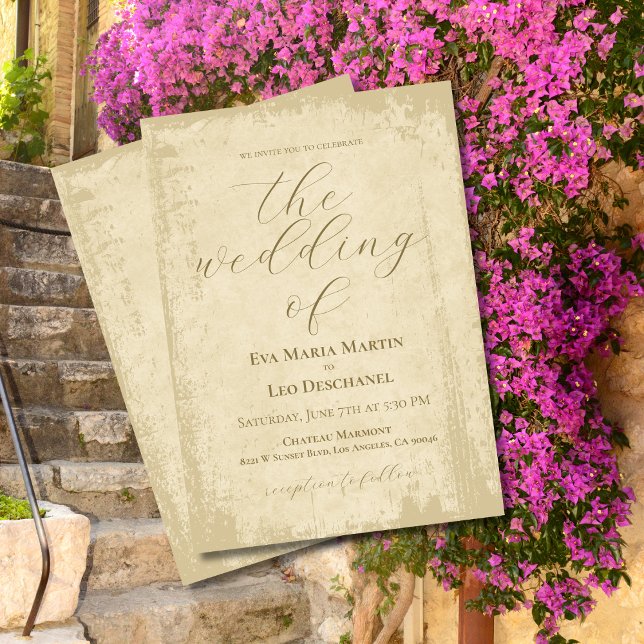 Convites Casamento de Borda de Grunge Esbranquiçada Elegant (Criador carregado)