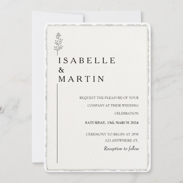 Convites Casamento de Borda Desenrolado com Script de Mão-A (Frente)