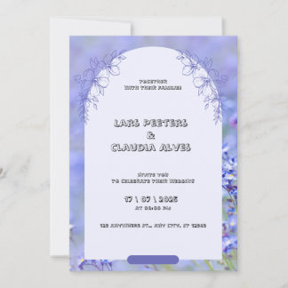 Convites Casamento de Borda Floral de Vintage Moderna e Púr