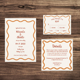 Convites Casamento de Borda ondulada branca com manuscrito