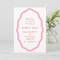 Casamento de Borda Vermelha com Script Manuscrito