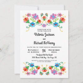 Convites Casamento de Bordados Folk Folk Floral