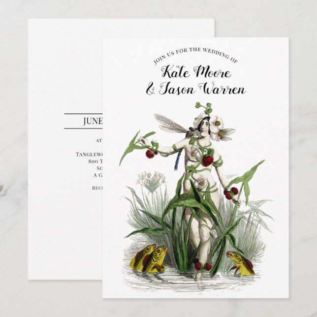 Convites Casamento de Borgonha de Jardim Encantado (Frente/Verso)