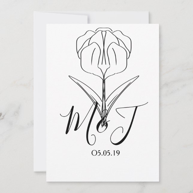 Convites Casamento de Botânica Floral de Tulipa Minimalista (Verso)