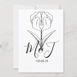 Convites Casamento de Botânica Floral de Tulipa Minimalista