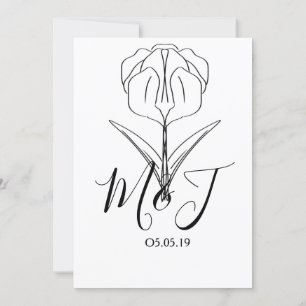 Convites Casamento de Botânica Floral de Tulipa Minimalista