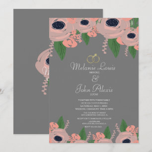 Convites Casamento de Botânica Floral Rosa Rosa Rosa Rosa 