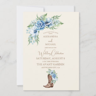 Convites Casamento de Botas de Cowboy Ocidentais com Florai