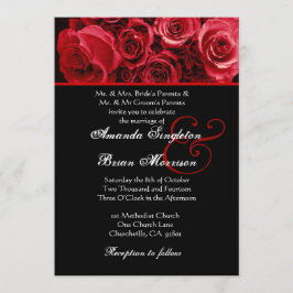 Convites Casamento de Bouquet de Rosa Negra Vermelha