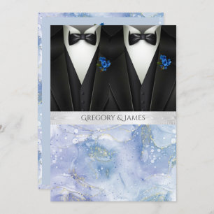 Convites Casamento de Boutonniere Azul de Tuxedos Negro