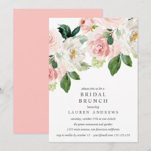 Convites Casamento de Bridal de Buquê de Blush Moderno Brun