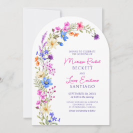 Convites Casamento de Bright Vivid Colors Wildflower