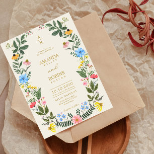 Convites Casamento de Bright Wildflower Elegante