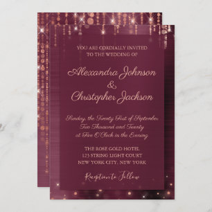 Convites Casamento de Brilhante e Rosa Dourado Sparkle