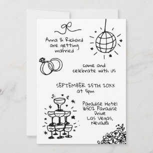Convites Casamento De Brincadeira De Foto Quirky Doodle