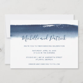 Convites Casamento de Brushderc com Marinho Azul de Creativ