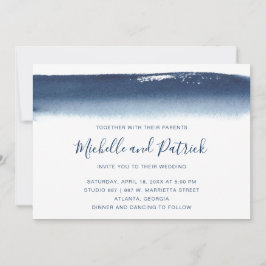 Convites Casamento de Brushderc com Marinho Azul de Creativ