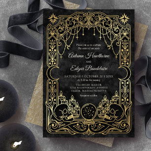Convites Casamento de Bruxa Gótica de Halloween com Tarot