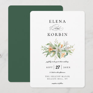 Convites Casamento de Buquê de Lily Floral Elegante