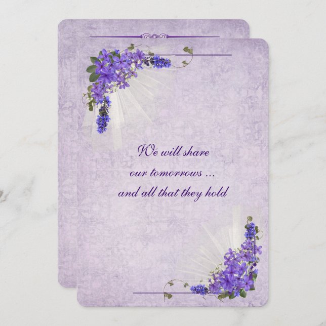 Convites Casamento de Buquê Lilac (Frente/Verso)
