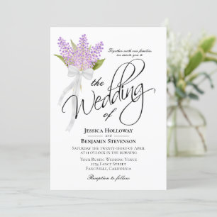 Convites Casamento de Buquê Rustic Boho Watercolor Lilacs
