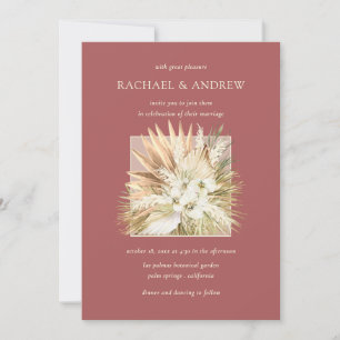 Convites Casamento de Buquês de Boho de Flores Secas Pampa