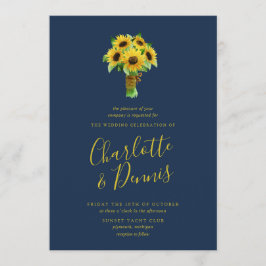 Convites Casamento de buquês e marinhos de girassol