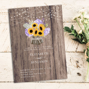Convites Casamento de Buquês Elegante Rustic Sunflower Hydr