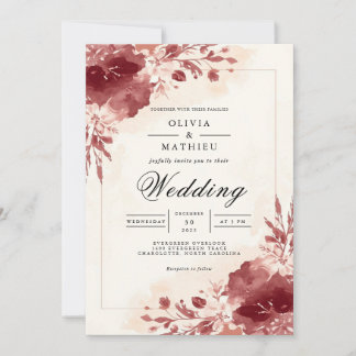 Convites Casamento de Burgundy Bloom
