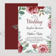Casamento de Burgundy Floral Watercolor