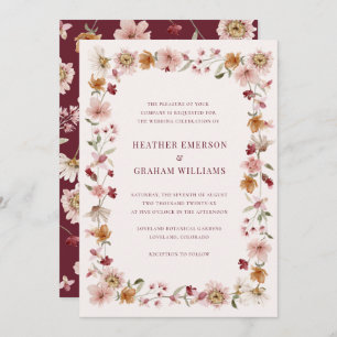 Convites Casamento de Burgundy Wildflower