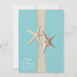 Convites Casamento de Burlap e Starfish Aqua Beach