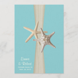 Convites Casamento de Burlap e Starfish Aqua Beach