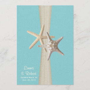 Convites Casamento de Burlap e Starfish Aqua Beach
