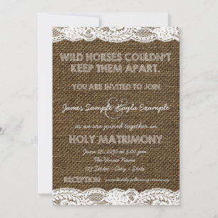 Convites Casamento de Burlap e White Lace