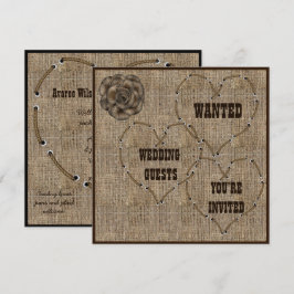 Convites Casamento de Burlap em Country Hessian