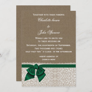 Convites casamento de burlap lace