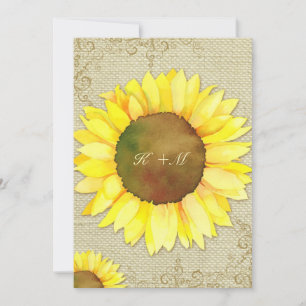 Convites Casamento de Burlap Sunflower Rustic Country
