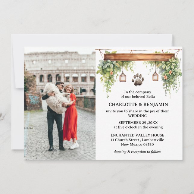 Convites Casamento de Cachorro com 2 Fotos Personalizadas (Frente)