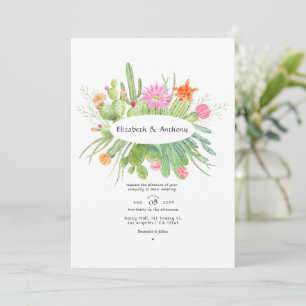 Convites Casamento de Cacto com Aquarela