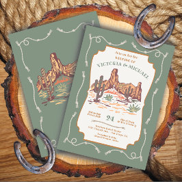 Convites Casamento de Cactus no Deserto do Canyon Ocidental