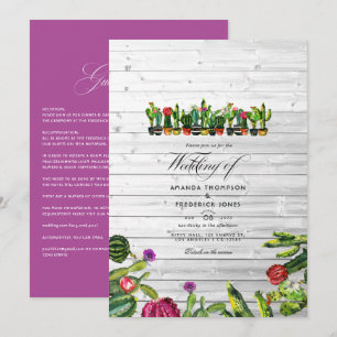 Convites Casamento de Cactus Suculentas Rústicas