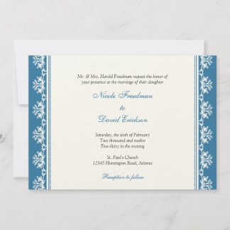 Convites Casamento de caixão de bico de filigrana azul