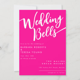 Convites Casamento de Caligrafia Bonita de Bells Rosa Quent